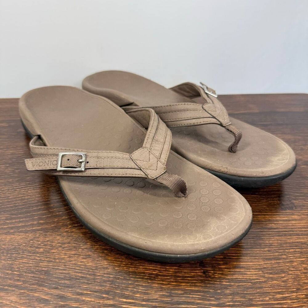 Vionic Womens high tide tan flip flop sandal size 10
